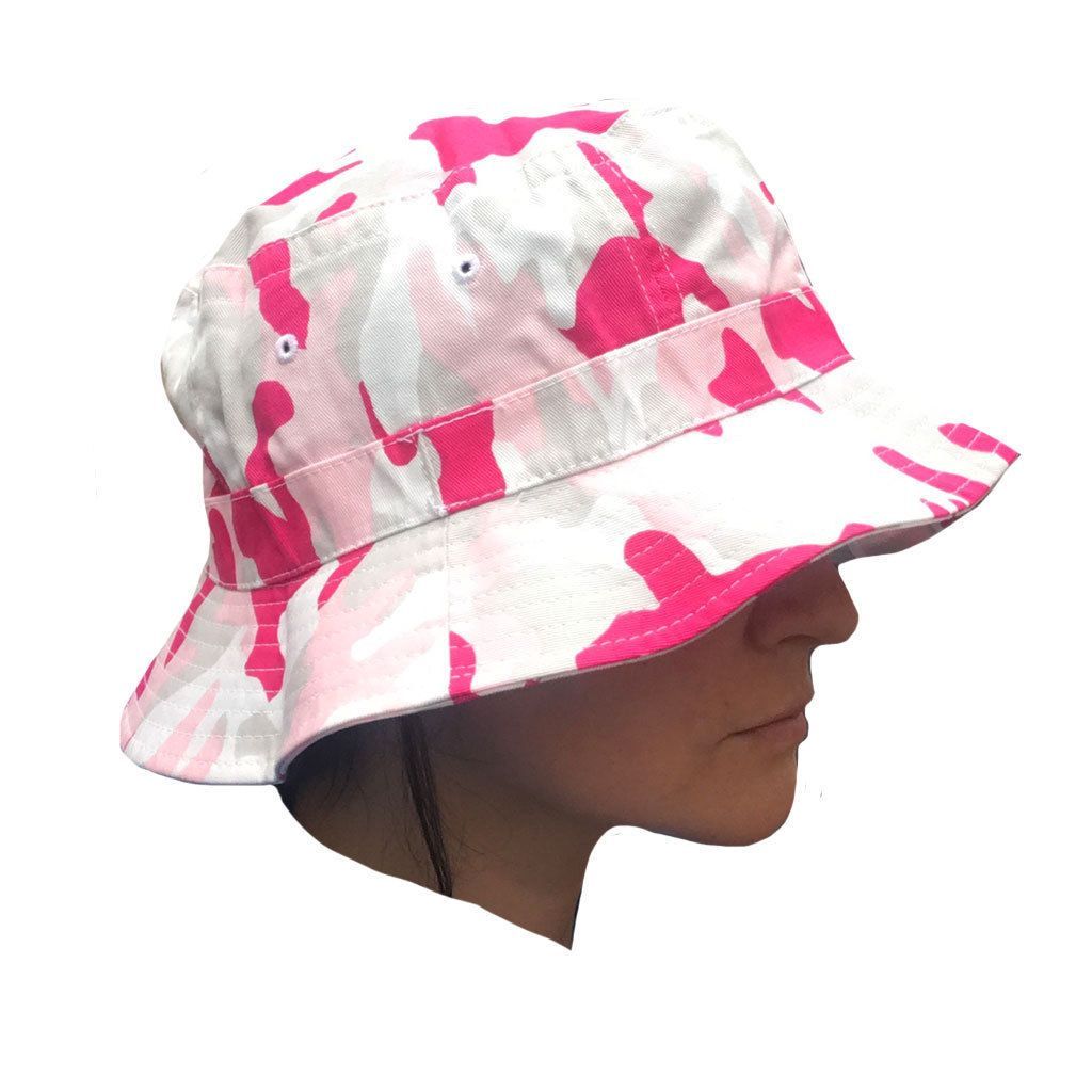 Camouflage Camo Bucket Hats Caps Hunting Gaming Fishing Military Unisex, XL (7 3/8) / Pink Camo