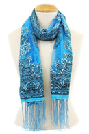 Casaba Women's Elegant Paisley Sheer Scarf Scarves Intricate Brocade Tapestry-Serve The Flag 26 image