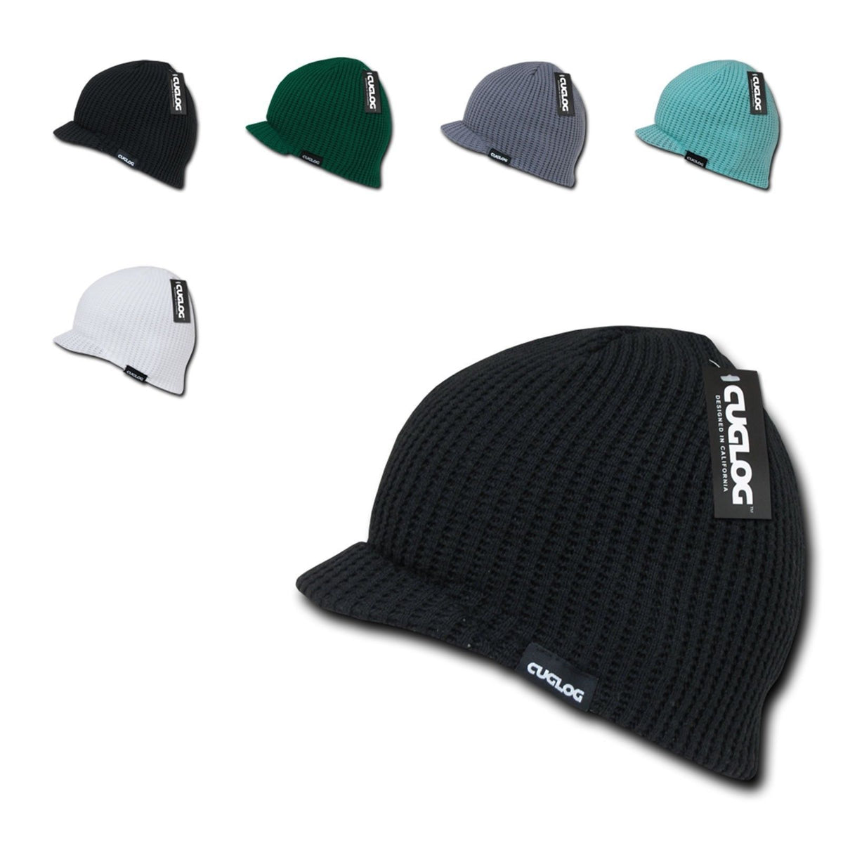 Pack of 6 Acrylic Knit Warm Beanie & Visor Hats Men Hat Ribbed Solid Plain Knit Ski Cap Warm Beanie Skull  main image 2