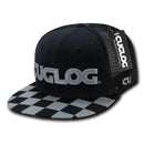 Cuglog Checker Retro Flat Bill High Crown 6 Panel Trucker Caps Hats-Serve The Flag 4 image