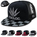 Cuglog Checker Retro Flat Bill High Crown 6 Panel Trucker Caps Hats-Serve The Flag 2 image