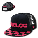 Cuglog Checker Retro Flat Bill High Crown 6 Panel Trucker Caps Hats-Serve The Flag 5 image