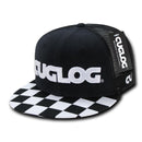 Cuglog Checker Retro Flat Bill High Crown 6 Panel Trucker Caps Hats-Serve The Flag 8 image