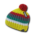 Cuglog Mont Ventoux Thick Cable Knit Stripped Beanies Big Fuzzy Pom Style Winter-Serve The Flag
