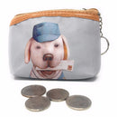 Cute Dog Cat Portraits Zipper Coin Wallet Purse Insert Keychain Ring Pouch Bag-Serve The Flag 12 image