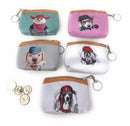 Cute Dog Cat Portraits Zipper Coin Wallet Purse Insert Keychain Ring Pouch Bag-Serve The Flag 6 image