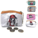 Cute Dog Cat Portraits Zipper Coin Wallet Purse Insert Keychain Ring Pouch Bag-Serve The Flag 7 image