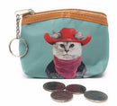 Cute Dog Cat Portraits Zipper Coin Wallet Purse Insert Keychain Ring Pouch Bag-Serve The Flag 1 image