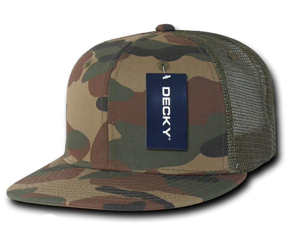 Decky Army Camouflage Camo Flat Bill Trucker Hats Caps 6 Panel Snapbac