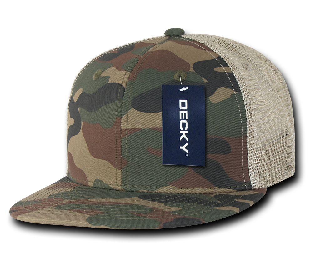 Decky Army Camouflage Camo Flat Bill Trucker Hats Caps 6 Panel Snapbac