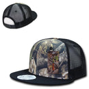Decky Camouflage Hybricam Trucker 6 Panel Baseball Flat Bill Caps Hats-Serve The Flag 4 image