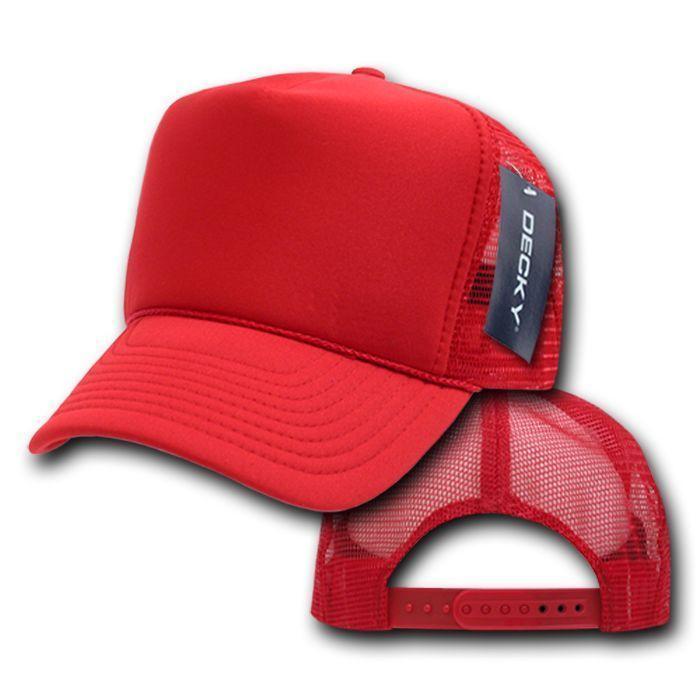 Decky 223 - Blank Solid Color, Flat Bill Foam Trucker Hat – The