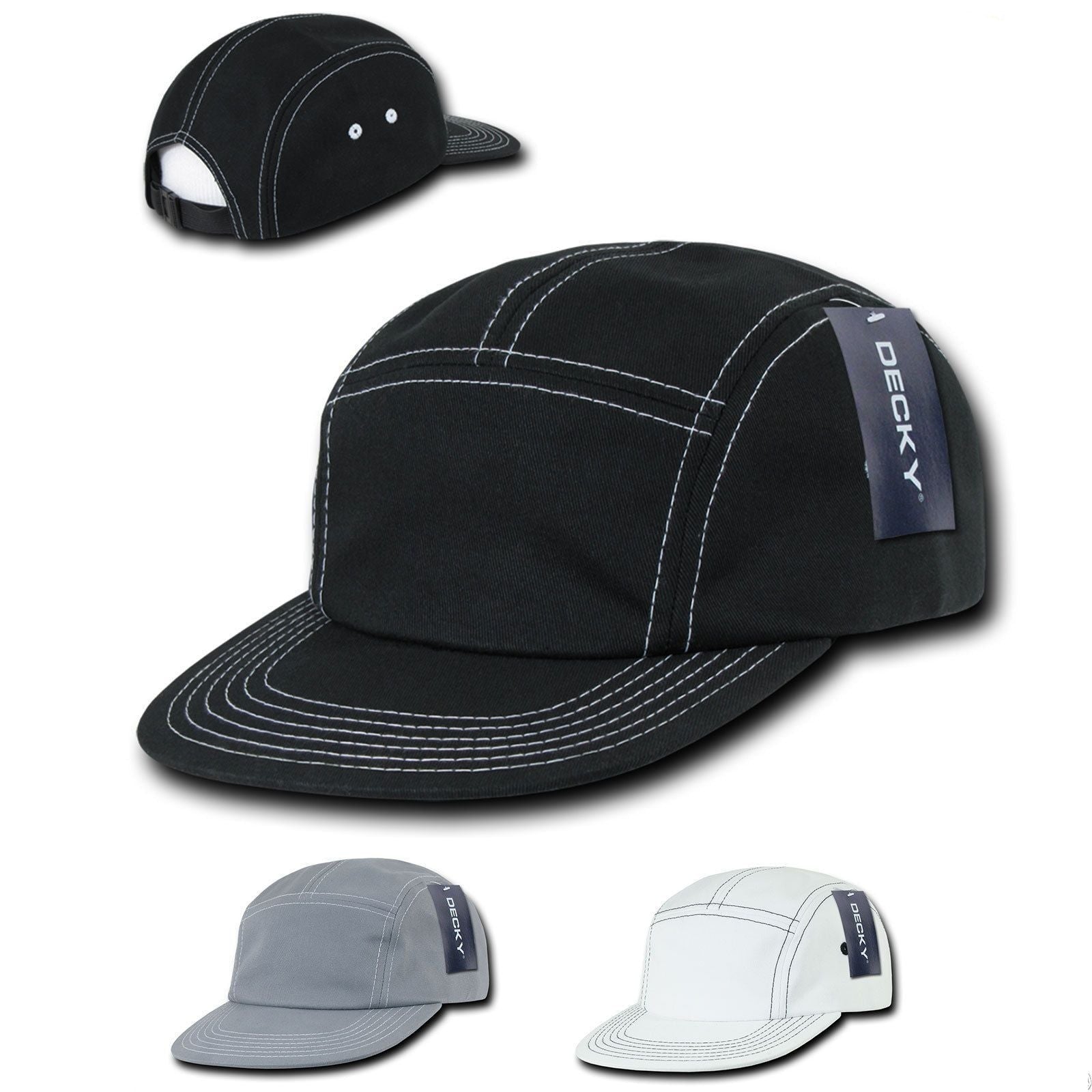Decky Contra-Stitch 5 Panel Racing Jockey Biker Caps Hats