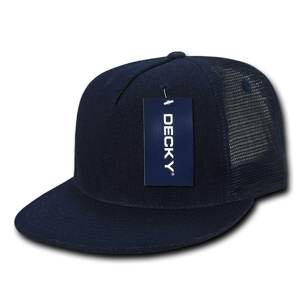 Decky Denim Material Retro Flat Bill Trucker 5 Panel Baseball Caps Hat