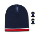 Decky Double Striped 3 Tone Beanies Knitted Ski Skull Winter Caps Hats-Serve The Flag 6 image
