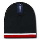 Decky Double Striped 3 Tone Beanies Knitted Ski Skull Winter Caps Hats-Serve The Flag 9 image