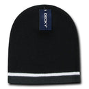 Decky Double Striped 3 Tone Beanies Knitted Ski Skull Winter Caps Hats-Serve The Flag 1 image