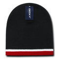 Decky Double Striped 3 Tone Beanies Knitted Ski Skull Winter Caps Hats-Serve The Flag
