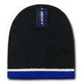 Decky Double Striped 3 Tone Beanies Knitted Ski Skull Winter Caps Hats-Serve The Flag