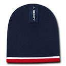 Decky Double Striped 3 Tone Beanies Knitted Ski Skull Winter Caps Hats-Serve The Flag 5 image