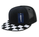 Decky Flat Bill Checkered Racing Flag 6 Panel Trucker Hats Caps Snapback-Serve The Flag 14 image