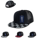 Decky Flat Bill Checkered Racing Flag 6 Panel Trucker Hats Caps Snapback-Serve The Flag 2 image
