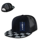 Decky Flat Bill Checkered Racing Flag 6 Panel Trucker Hats Caps Snapback-Serve The Flag 7 image
