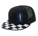 Decky Flat Bill Checkered Racing Flag 6 Panel Trucker Hats Caps Snapback-Serve The Flag 9 image