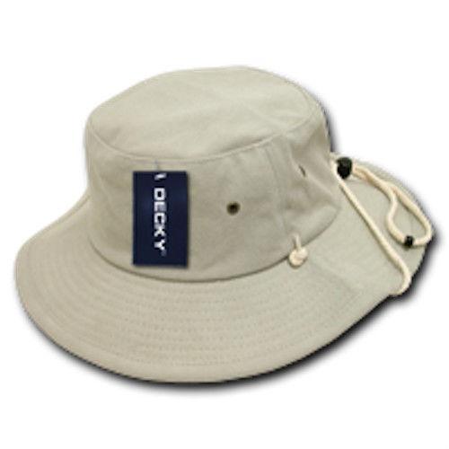 Decky Original Aussie Drawstring Boonie Bucket Fishing Outback Caps Hats - Black / Small/Medium