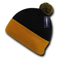 Decky Pom Pom Two Tone Beanies Long Cuffed Tight Stretchy Knitted Ski Caps Hats-Serve The Flag