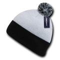 Decky Pom Pom Two Tone Beanies Long Cuffed Tight Stretchy Knitted Ski Caps Hats-Serve The Flag