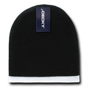 Decky Single Striped Two Tone Beanies Knitted Ski Skull Caps Hats Warm Winter-Serve The Flag 15 image