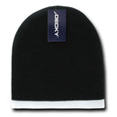 Decky Single Striped Two Tone Beanies Knitted Ski Skull Caps Hats Warm Winter-Serve The Flag 2 image