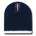 Decky Single Striped Two Tone Beanies Knitted Ski Skull Caps Hats Warm Winter-Serve The Flag