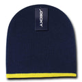 Decky Single Striped Two Tone Beanies Knitted Ski Skull Caps Hats Warm Winter-Serve The Flag