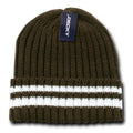 Decky Sweater Beanies Striped Thick Ribbing Knitted Skull Ski Winter Caps Hats-Serve The Flag