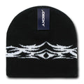 Decky Tribal Design Beanies Caps Hats Knitted Ski Skull Winter Black Charcoal-Serve The Flag