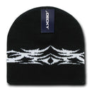Decky Tribal Design Beanies Caps Hats Knitted Ski Skull Winter Black Charcoal-Serve The Flag 2 image