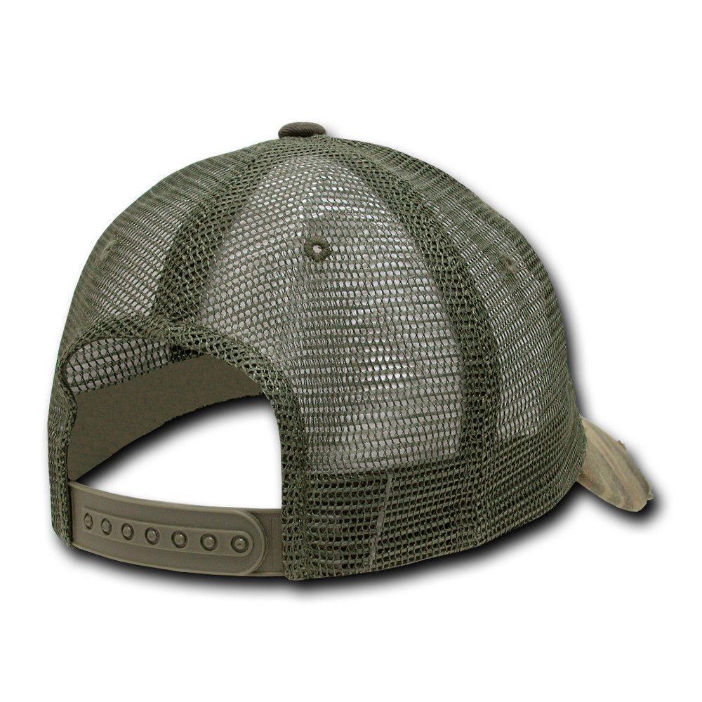 Decky Vintage Ripped Mesh Washed Panel Cotton Pre-Curved Trucker Cap