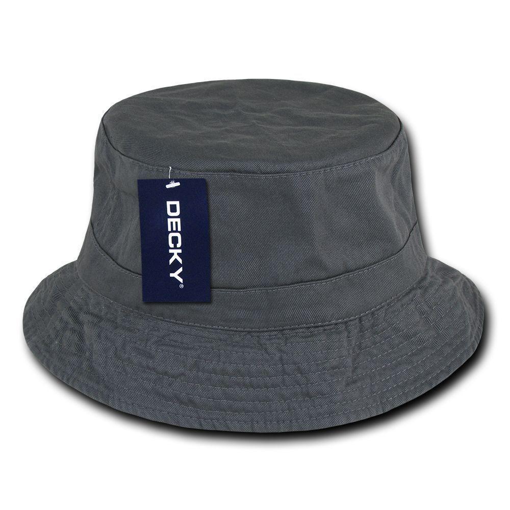 Decky Washed Cotton Twill Fisherman's Polo Fitted Bucket Chino Hats Caps Unisex, L/XL / Charcoal