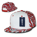 Decky Zebra White Front Animal Print Flat Bill Baseball Hats Caps-Serve The Flag 13 image