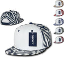 Decky Zebra White Front Animal Print Flat Bill Baseball Hats Caps-Serve The Flag 2 image
