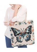 Deluxe Butterfly Reusable Grocery Shopping Women Totes Bag With Rope Handles-Serve The Flag 1 image