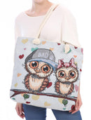 Deluxe Cute Bad Owl Reusable Grocery Shopping Women Totes Bag Rope Handles-Serve The Flag 2 image