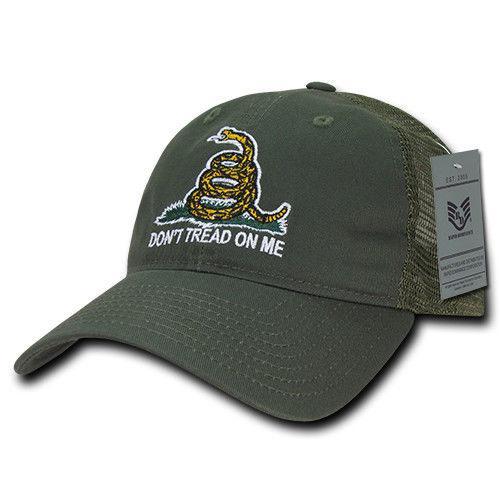 Gadsden "Don't Tread On Me" Embroidered Washed Style Cap – Yellow, Adjustable Hook & Loop Strap
