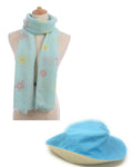Floral Sheer Scarf And Ponytail Sun Hat Gift Set For Women Wife Mom Girlfriend-Serve The Flag