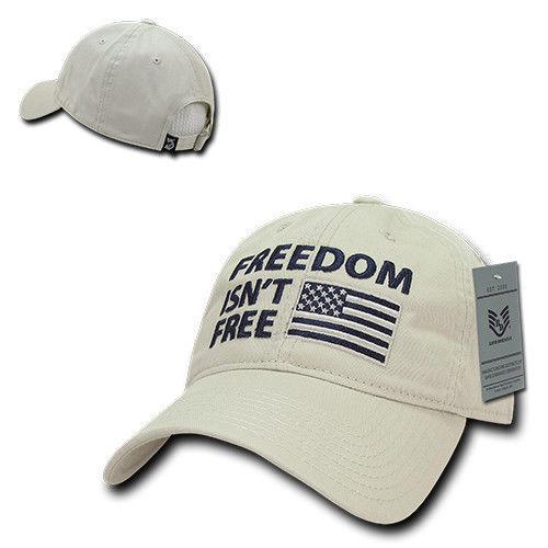 Freedom Isn t Free USA American Flag Washed Cotton Polo Baseball Dad Caps Hats Stone