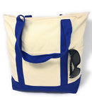 Large 20inch Cotton Canvas Reusable Grocery Shopping Tote Bags Zippered Travel-Serve The Flag 11 image