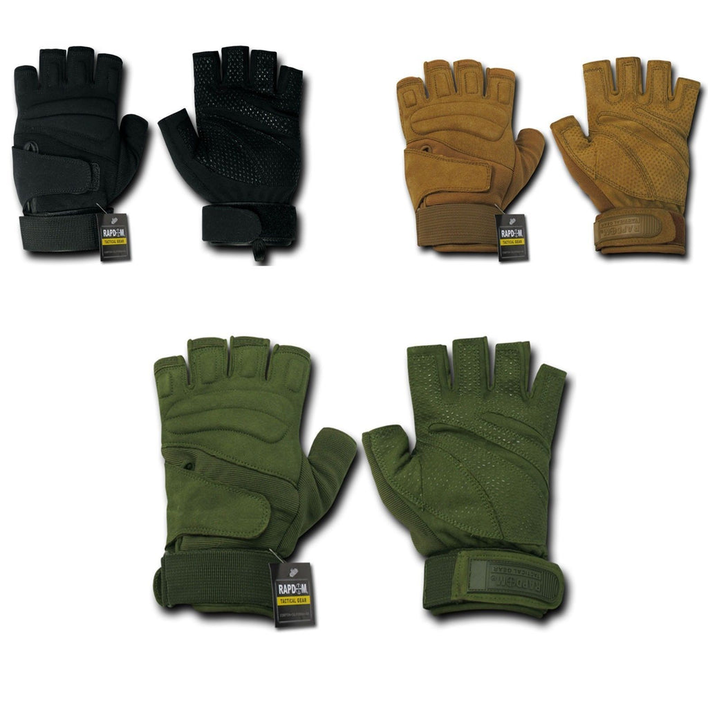 Rapdom T23 Lightweight Tactical Gloves – Half Finger, Padded Knuckle (Black, Coyote, OD Green)