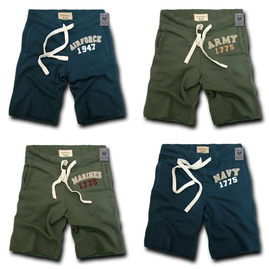 Rapid Dominance Brand US Army Air Force Navy Marines Military Logo Fleece  Training Shorts